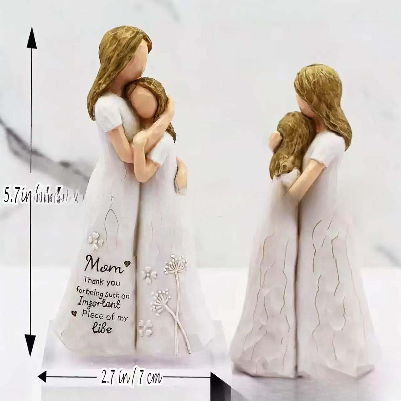 Handmade Mother & Child Resin Sculpture, Vintage Angel Figurine, Mother's Day Gift, Home Decor Ornament