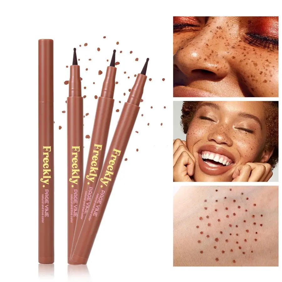 1Pc PAGEVINE Waterproof Freckle Pen, ultra‑fine tip, buildable natural faux freckle tint, smudge‑proof long‑wear formula, creates realistic sun‑kissed freckles for everyday festival makeup looks