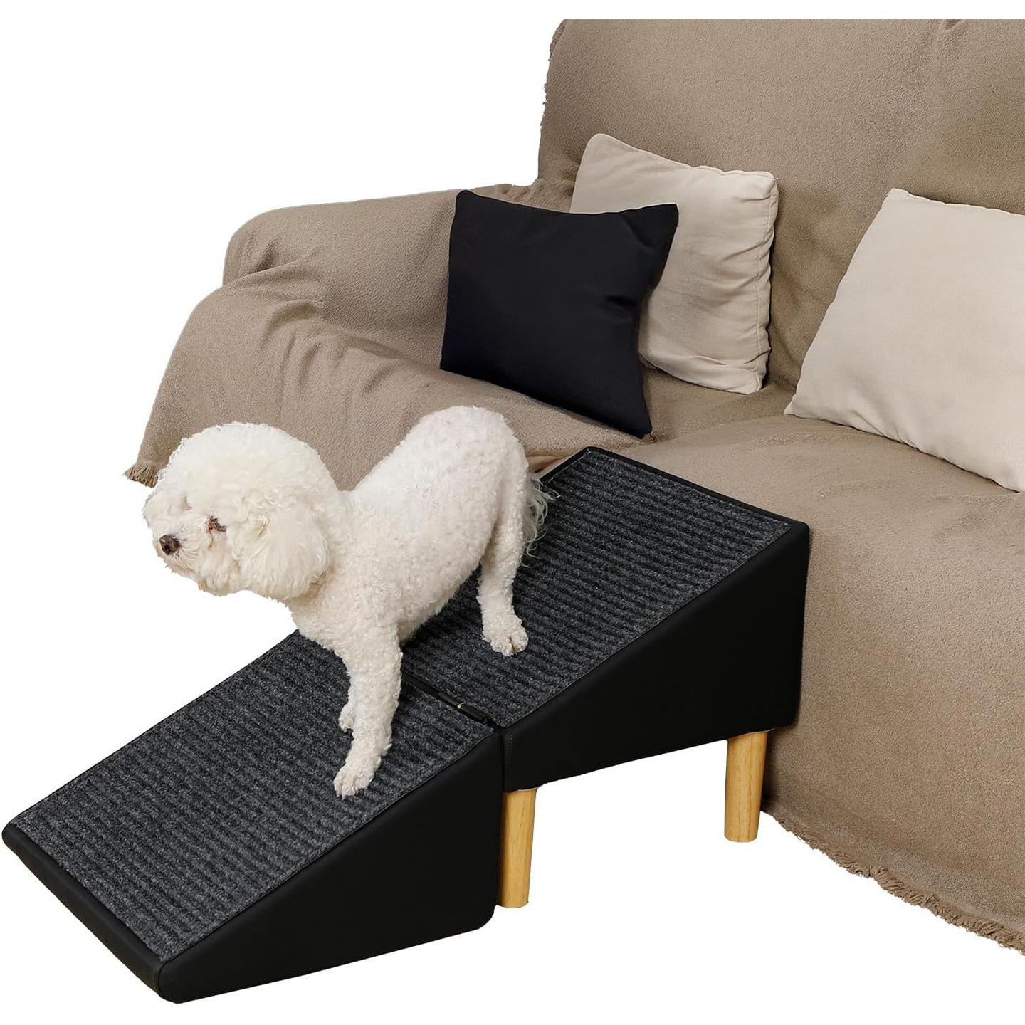 Multifunctional Foldable Pet Stairs 2-in-1 Non Slip Dog Step Stool Anti-Scratch Wear Resistant Portable Pet Ramp Ladder for Small Dogs Cats