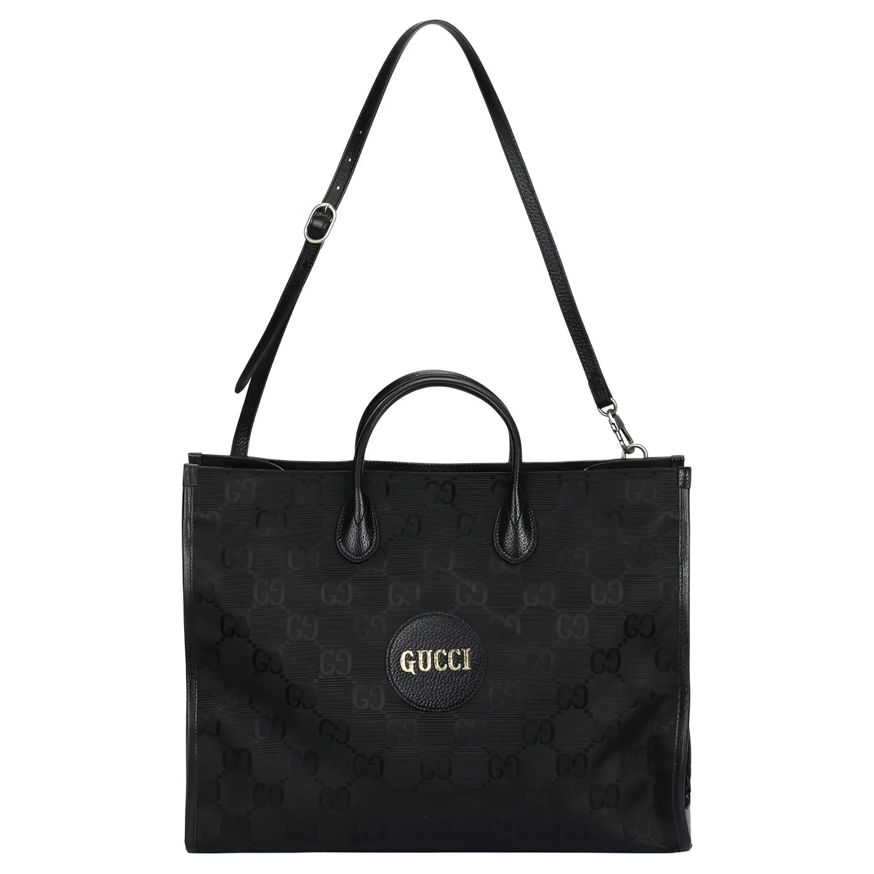 Gucci Off The Grid Logo-Embossed Leather and Nylon Tote Bag for Men, Black