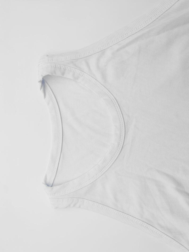 Women's Solid Ribbed Tank Top, Casual Sleeveless Round Neck Top for Daily Wear, Ladies Clothes for All Seasons, Casual Comfy Vest
