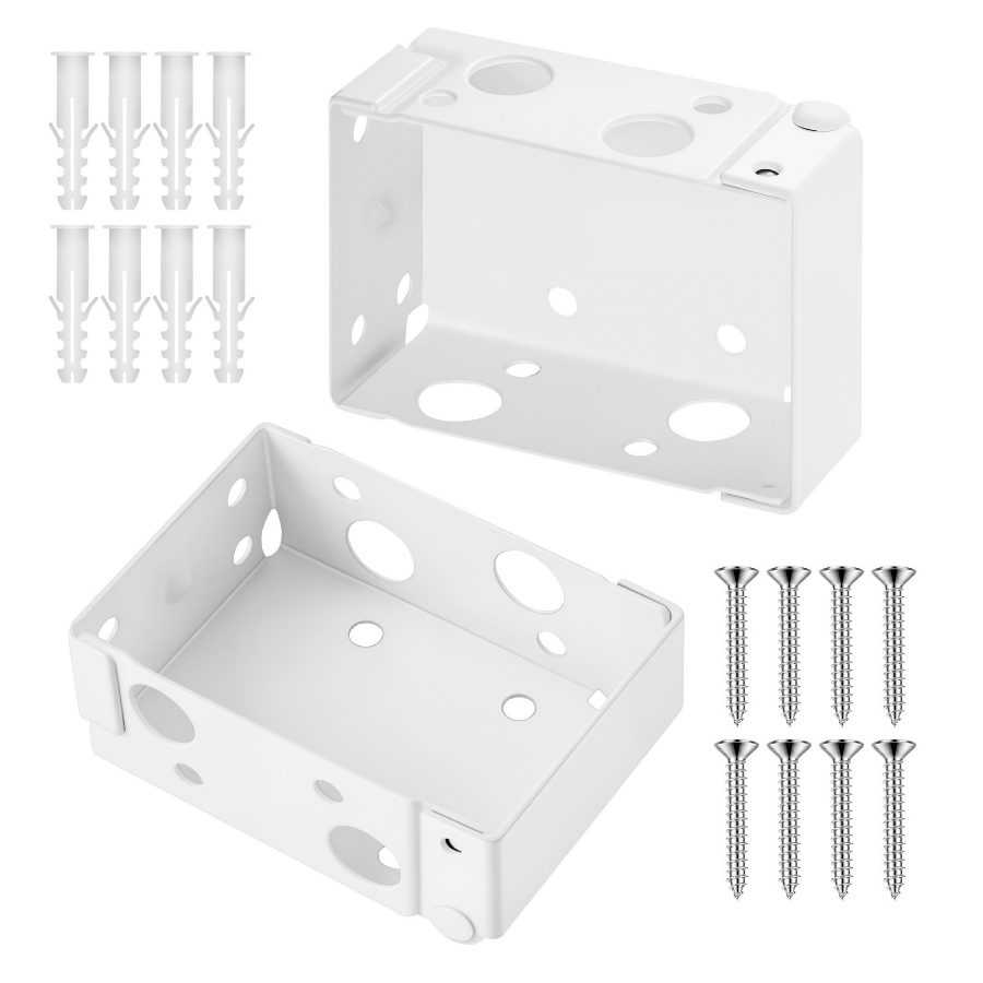 VEVOR Box Mounting Brackets, 2 Pcs, Box Blind Bracket for Window Blinds, Fit for 1.5x 2.25 inch Headrails, with Self-Tapping Screws and Expansion Tubes, Sturdy Iron, for Blinds Installation, White VEVOR Box Mounting Brackets, 2 Pcs, Box Blind Bracket for Window Blinds, Fit for 1.5x 2.25 inch Headrails, with Self-Tapping Screws and Expansion Tubes, Sturdy Iron, for Blinds Installation, White