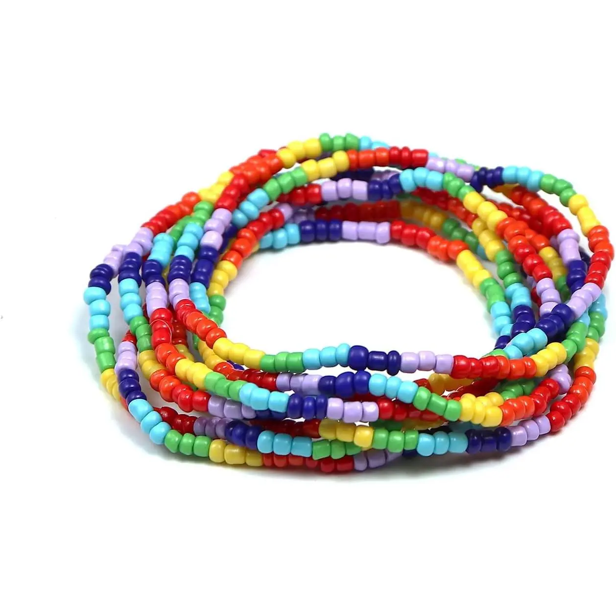 Rainbow Pride Anklet LGBT Beaded Bracelet Gifts Elastic Multi-Layer Rice Beads Friendship String Bangle for Gay And Lesbian Pride Month Accessories Bohemian Summer Beach Foot