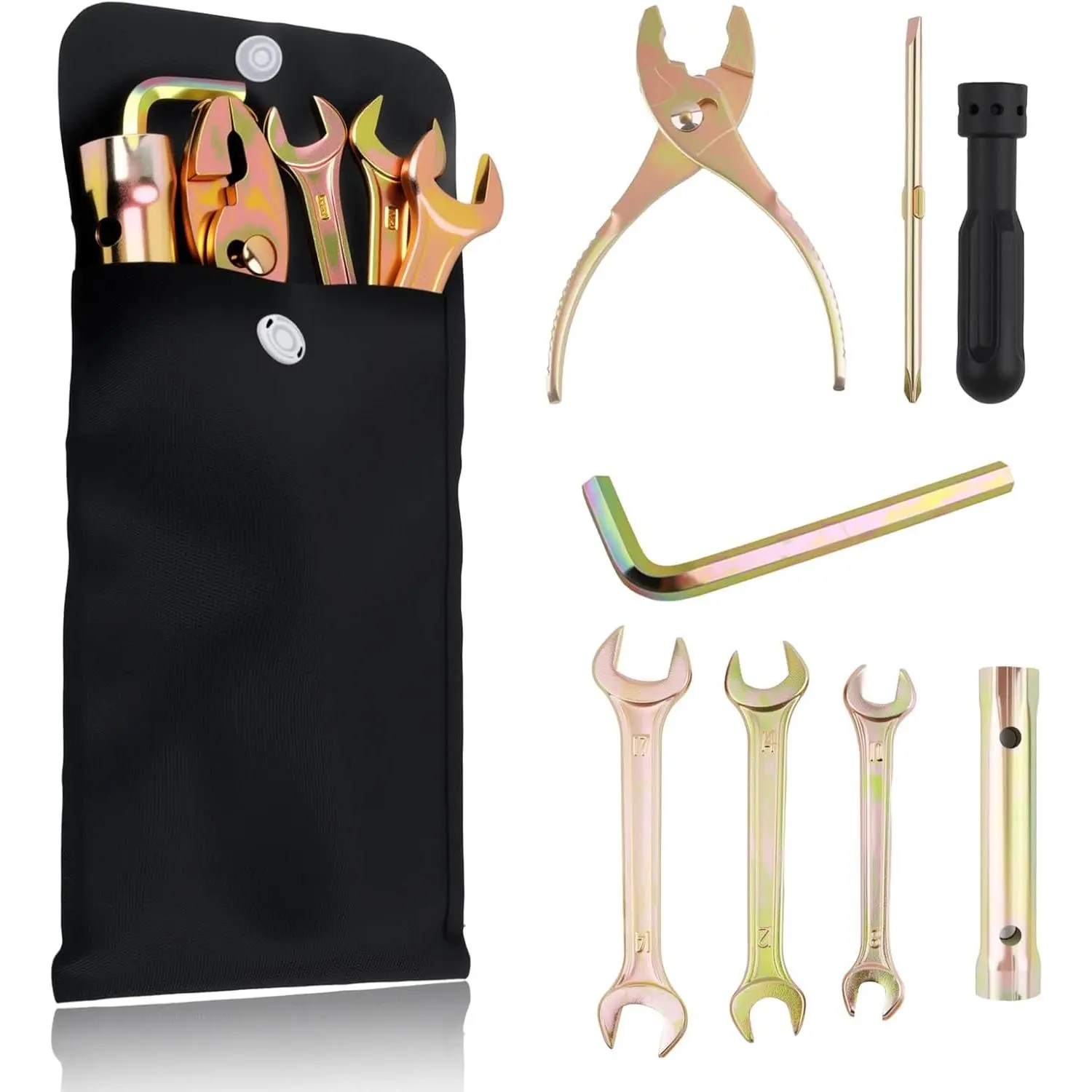 8PCS Motorcycle Tool Kit,Practical Motorcycle Kit Set Includes Pliers/Head Plug/Screwdriver/Wrench/Bag,Dirt Bike Tool Kits