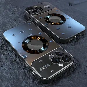 This large-window phone case is suitable for iPhone 17/17 Air/17 Pro/17 Pro Max/16/15/14/13/12 Plus/Pro/Pro Max. It has a matte titanium metal finish, supports wireless charging, and comes with a built-in glass lens protector. The design offers full prote
