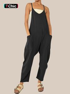 women's solid color pocket v neck overall jumpsuit without tube top, casual basic adjustable spaghetti strap sleeveless overall jumpsuit for summer, casual fashion overalls, fashion women's clothing for daily wear, womenswear