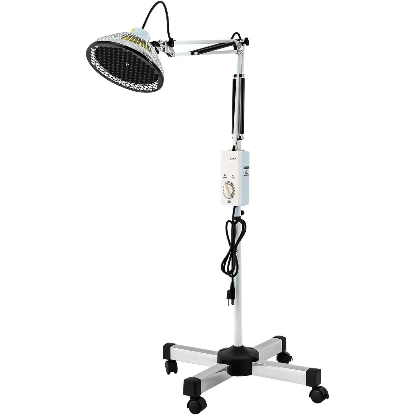 250W Power Far Infrared Mineral Heat Lamp with Timer - 110V, 360-Degree Rotatable, Round Head, Steel/Iron Single Unit for Back Pain Therapeutic Treatment, Back Pain Relief