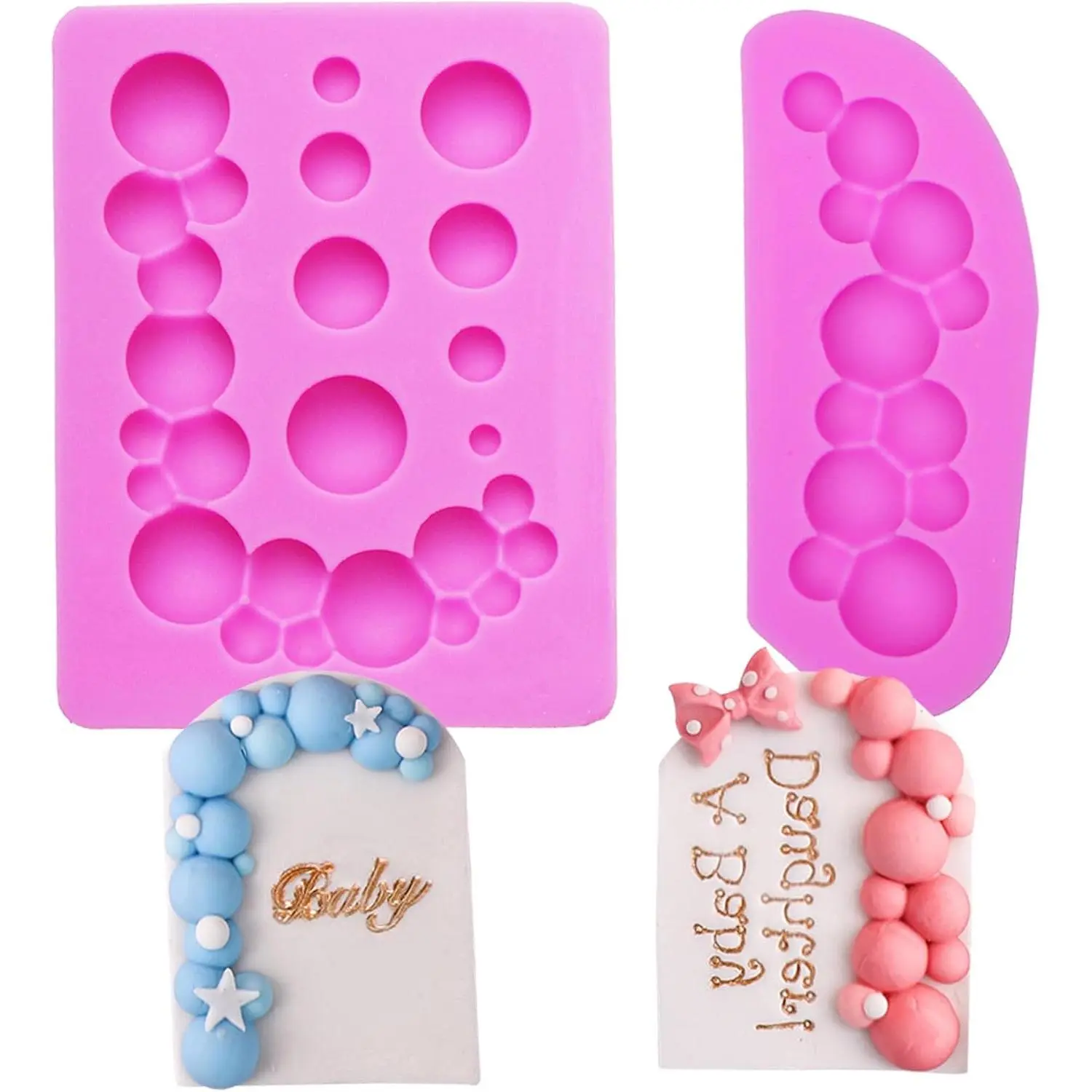 Molds, Bubbles Ball  Border  Molds, Semi Sphere Cake Decorating Baking Molds for Birthday Cupcake Topper Candy  Cookie Dessert Clay  DIY Craft Set of 2