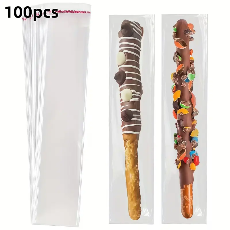 100 Transparent Snack Bags, Dust-Proof Fresh Lock, Perfect for Chocolate Bars, Halloween, Christmas, Small Snacks, Gift Packaging