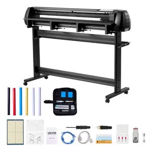 VEVOR Vinyl Cutter Machine - 53 inch (1350 mm) Max Feed Width, Dual Blades, Adjustable Force & Speed, LED Display, Bundle with Sticker Sheets, Sticker Paper, Transfer Film, Adhesive Vinyl, Signmaster Software for Car Decals, DIY Projects