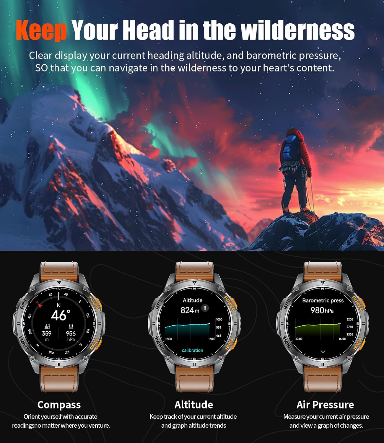 IP68 Waterproof Smart Watch for Men 170+ Sports Modes Swim Mode Pedometer Fitness Tracker Compatible with Android and iPhone