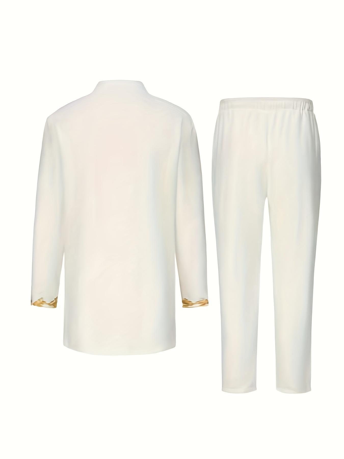 Men's Traditional Clothing Men's Set Two-Piece Set Long Sleeve Embroidery Luxury Set Men's Casual Holiday Clothing