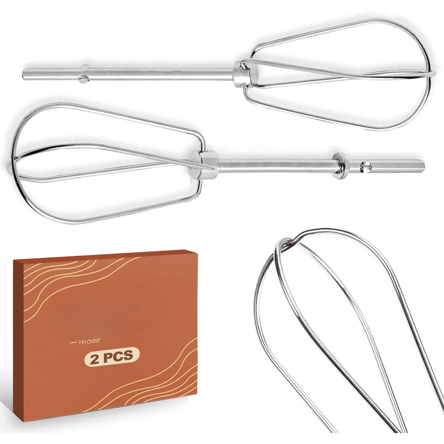 2 count Stainless Steel Hand Mixer Beaters  Attachments  Whisks for Baking Mixing Eggs Cream Dough Kitchen Electric Blender  Whipping Wire Rods Set