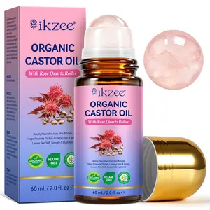 ikzee Organic Castor Oil Roll-On 60mL, a cooling massage roll-on suitable for skin care, scalp care, and hair care. It offers moisturizing and soothing benefits and is easy to use.