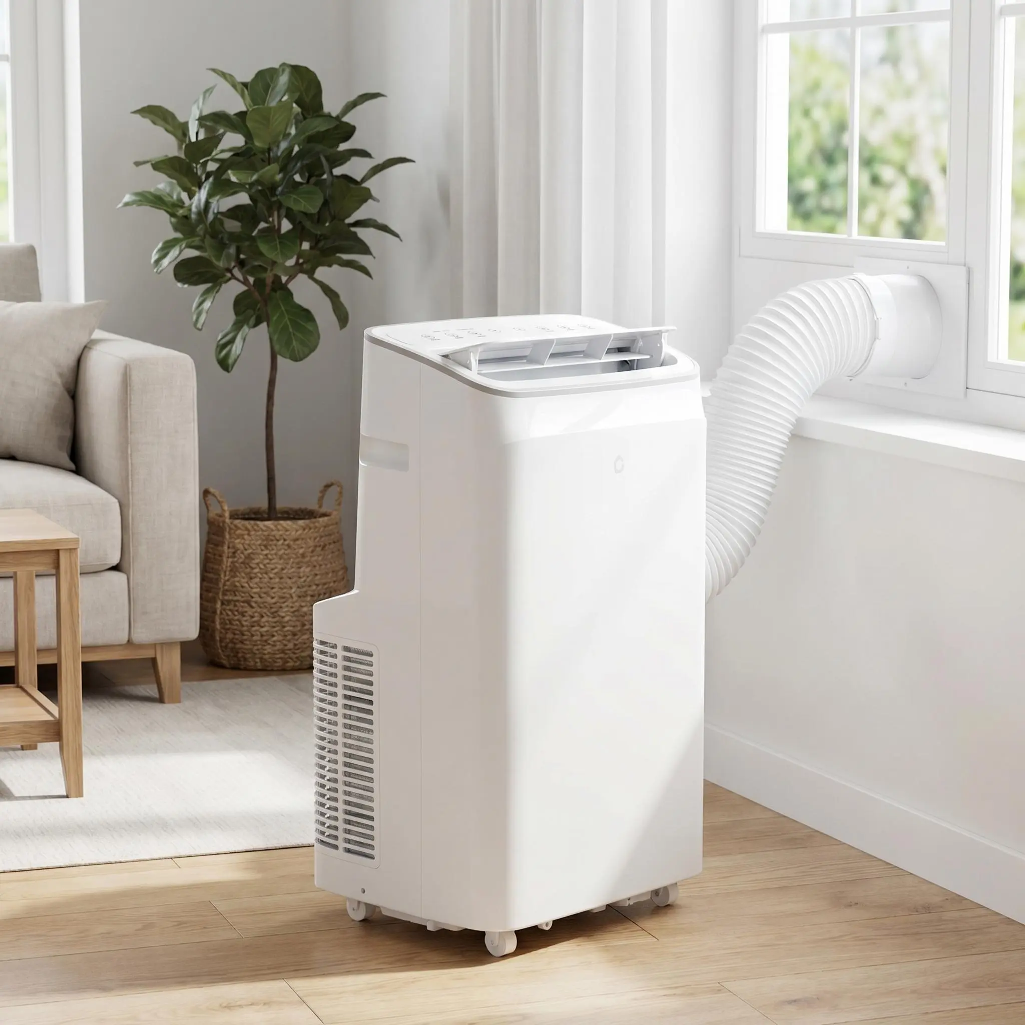 OP-Garvee Versatile 12000 BTU Portable Air Conditioners With Remote, Quiet AC Unit for Rooms Up to 550 Sq.Ft., 3-IN-1 Standing Air Conditioner With Fan & Dehumidifier, 3 Speed, Timer, Auto Swing, White Top