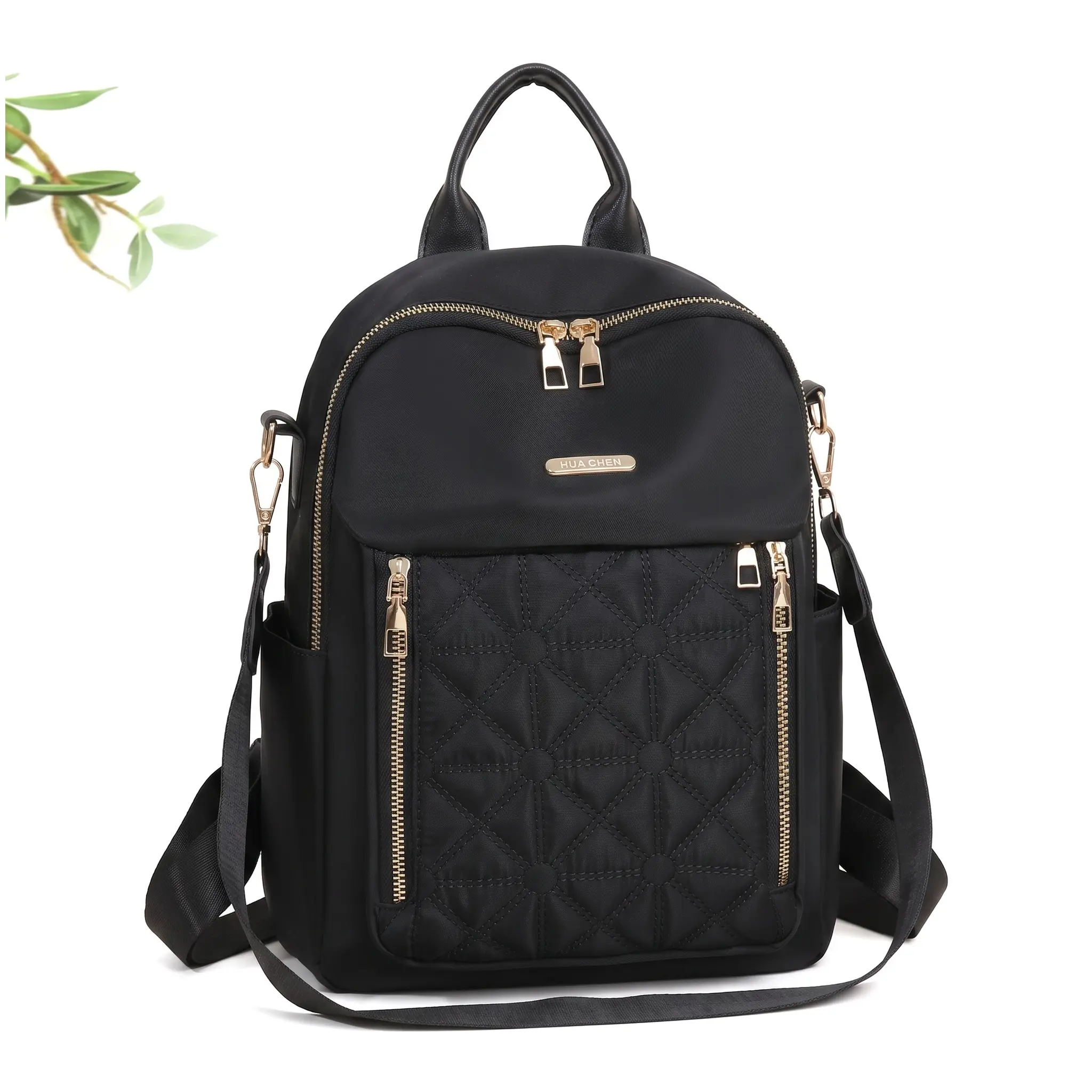 Women's Unisex Casual Multi-Compartment Oxford Cloth Backpack - Lightweight, Soft Cozy, Urban Minimalist, Zip Closure, Plain Large-Capacity Daily Carry Bag for Student Travel School (Cream, Black, Khaki)