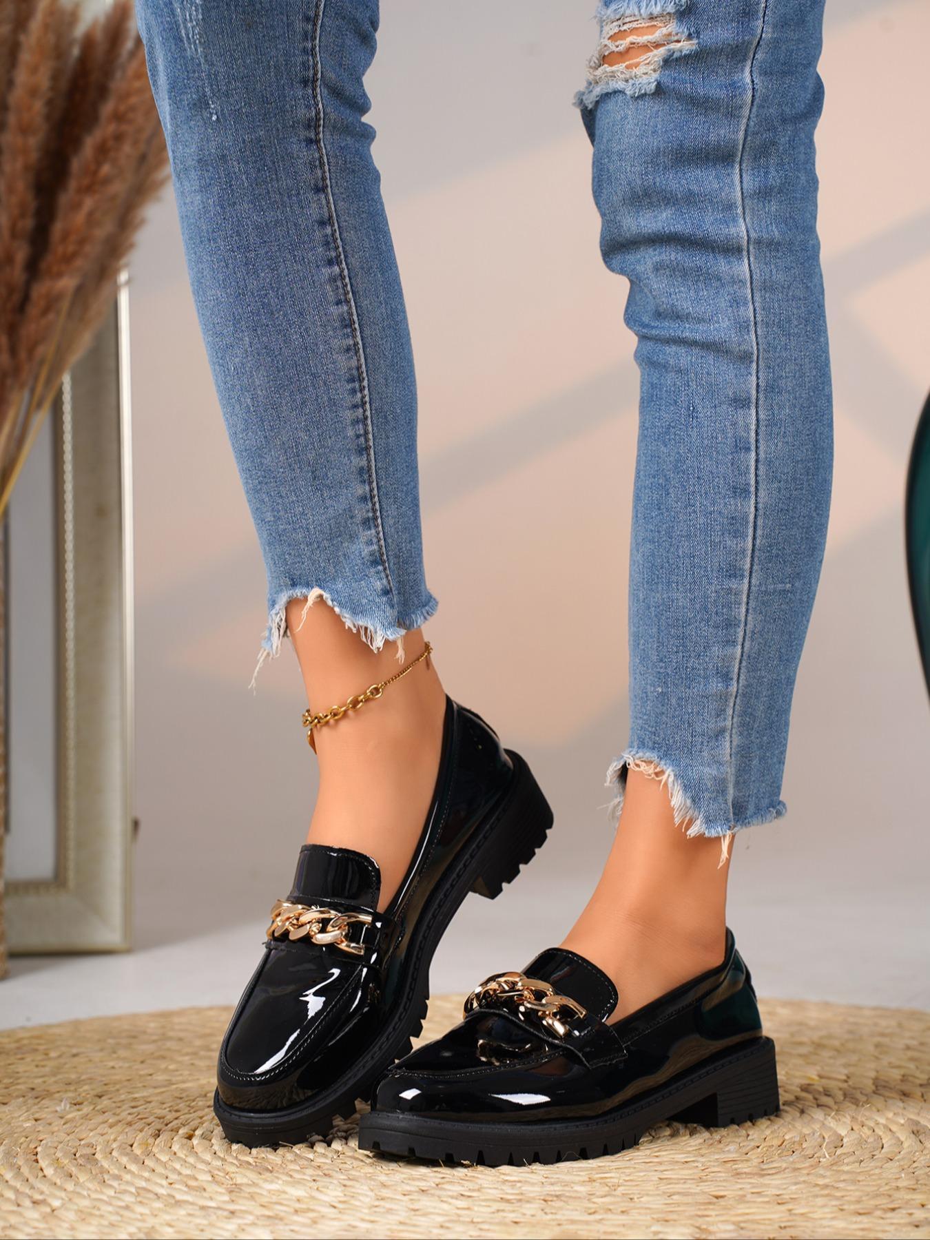 Women's Fashionable Solid Color Slip on Loafers, Affordable Loafers, Casual Comfortable Lightweight Mid Heel Shoes for Daily Wear, Perfect for Students and Outdoor, Girl