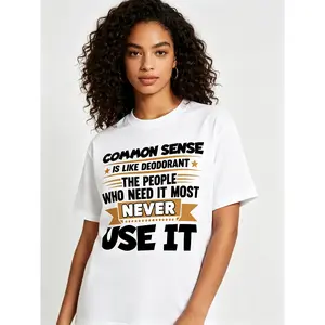 Common Sense Funny Graphic Tee Sarcastic Quote Shirt Vintage Typography T Shirt Casual Streetwear Unisex Apparel Humor Gift Shirt for Men Women