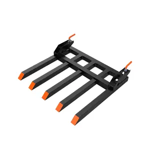 Heavy duty clamp type debris fork for 48 inch tractor bucket -5-ton pallet fork, capacity 2500LB - quick connect loader accessory for slip steering and farm equipment accessories