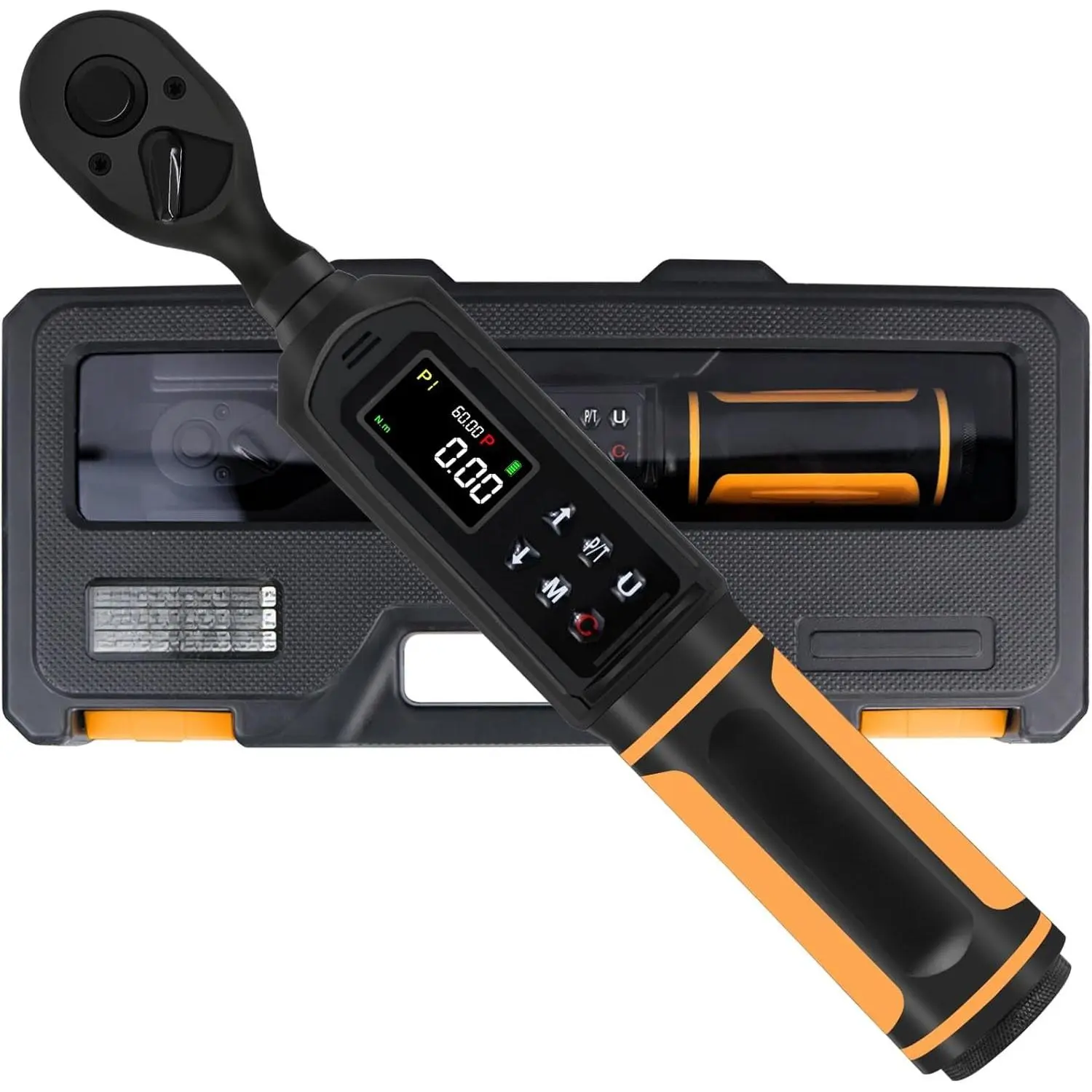 Digital Torque Wrench 3/8" Drive, 0.66-44.29Ft.lbs/0.9-60Nm Range, Electric Torque Wrench with  Direction Ratchet, ±1% Accuracy with Vibration, Buzzer and LED Alert, Mechanic Equipment, Tools For Mechanics, Automotive Work, Feet-Pounds