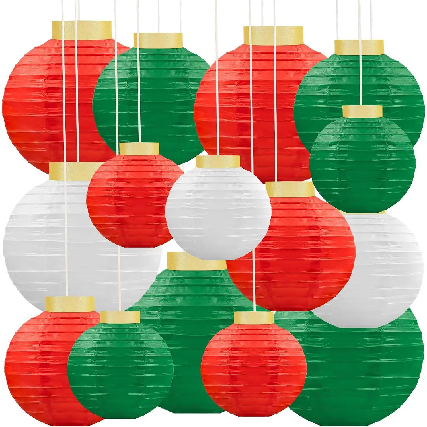 15 count Christmas  Paper Lanterns Party Decorations Indoor - Xmas Ornaments Decor for Winter, Birthday Party Ceiling Supplies