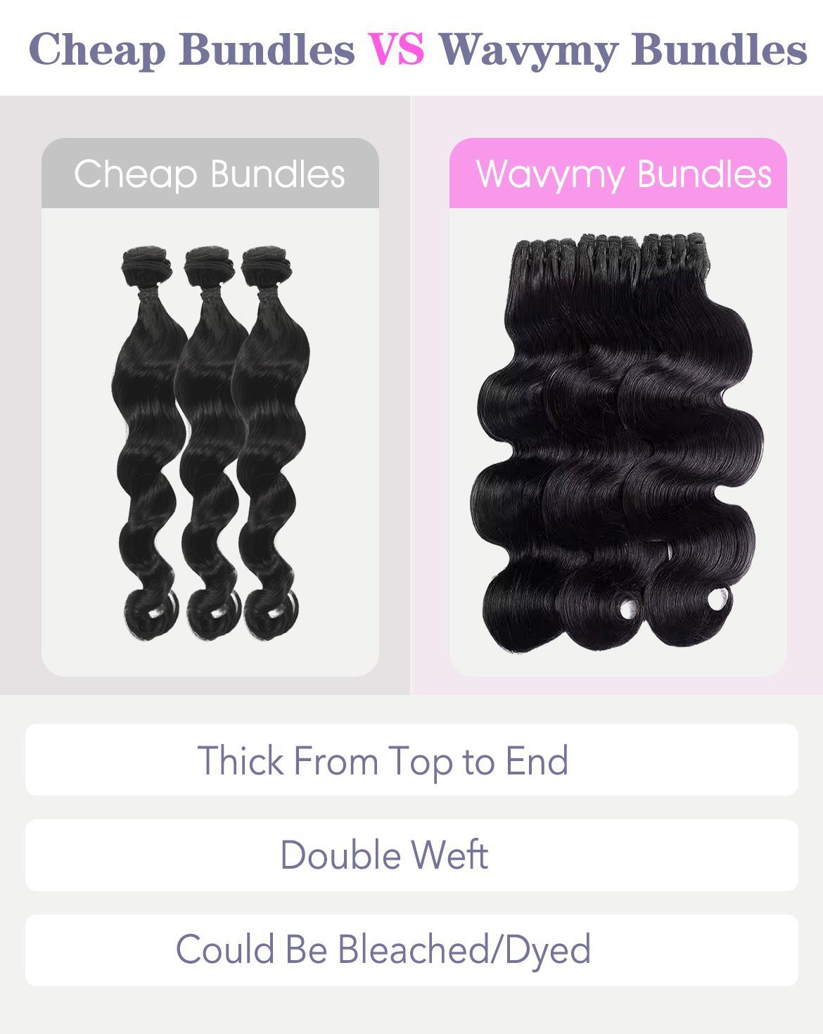 Wavymy Body Wave Budget Fridendly Brazilian Virgin 100% Human Hair Bundles Yaki Straight Quick Weave Sew In/Glue In Viral Hair Bundles Natural Color