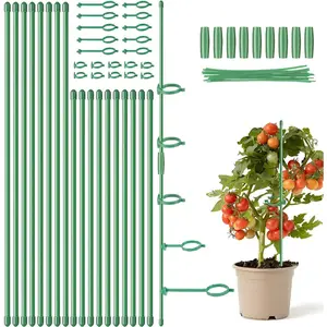 16inch & 12inch Plant Stakes, 18Pcs Adjustable Plant Support Stake Plant Sticks for Indoor Outdoor Green Poles with Rings Clips & Ties for Potted Plants Monstera Tomato Orchid Flower