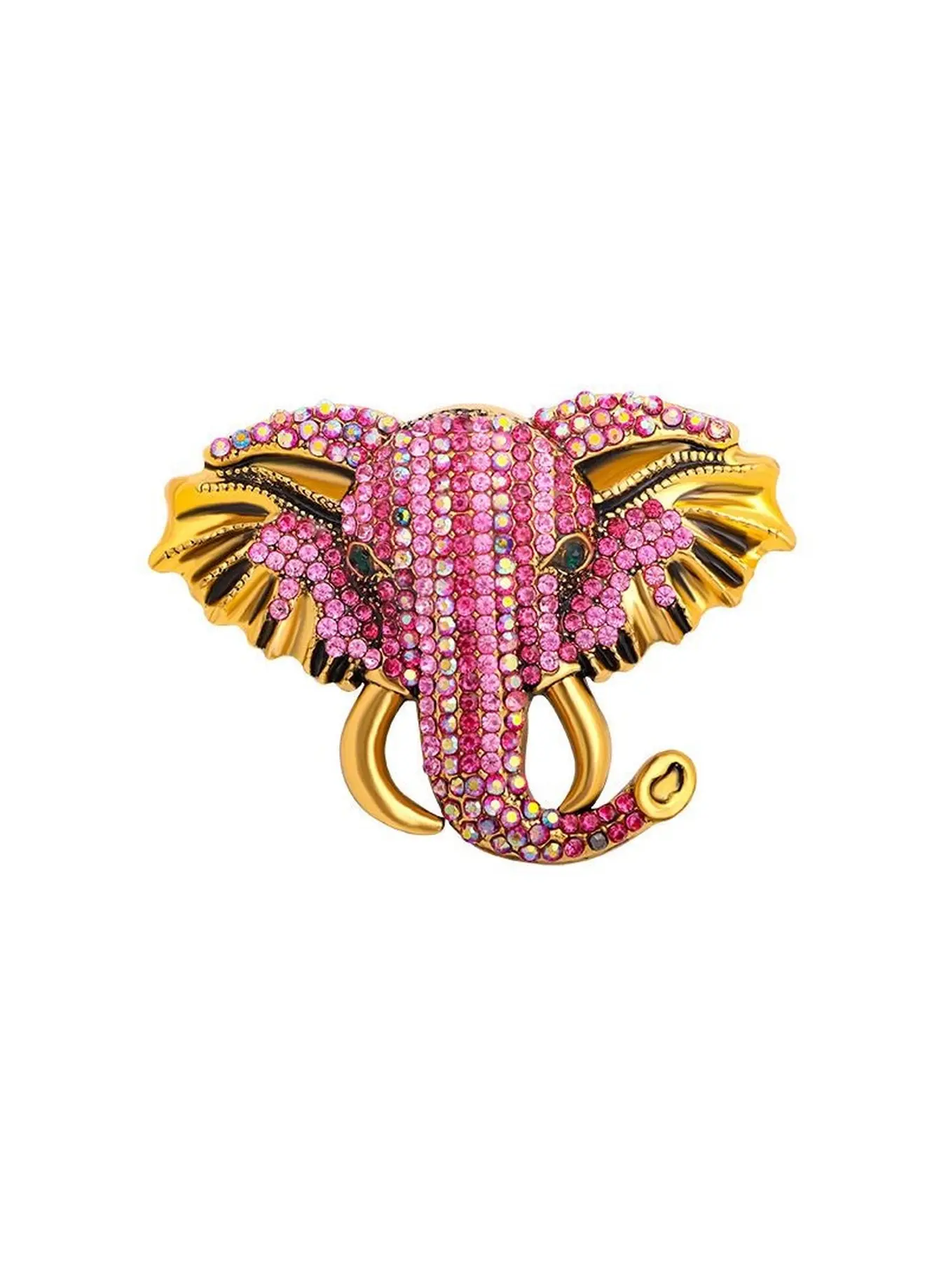 Sparkling Elephant Brooch, Rhinestone Elephant Brooch,Vintage Baby Elephant Brooch,Full Rhinestone Elephant Head Pin, Vintage Animal Lapel Accessory for Blazer, Coat, Jacket & Sweater