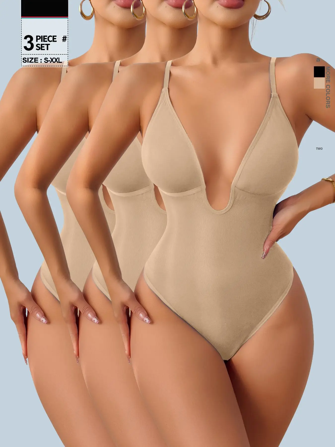 Women's Plunge Deep V Neck Shapewear Bodysuit, Tummy Control Body Shaper, Seamless Sculpting, Backless Waist Trainer, Casual Comfy All Season