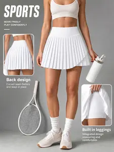 Women's Sporty Short Skirt, Fake Two-Piece Split Pleated Design, Gym Yoga Anti-Exposure Tennis Skirt, Comfortable & Stylish Activewear, Tennis Skort Skirt