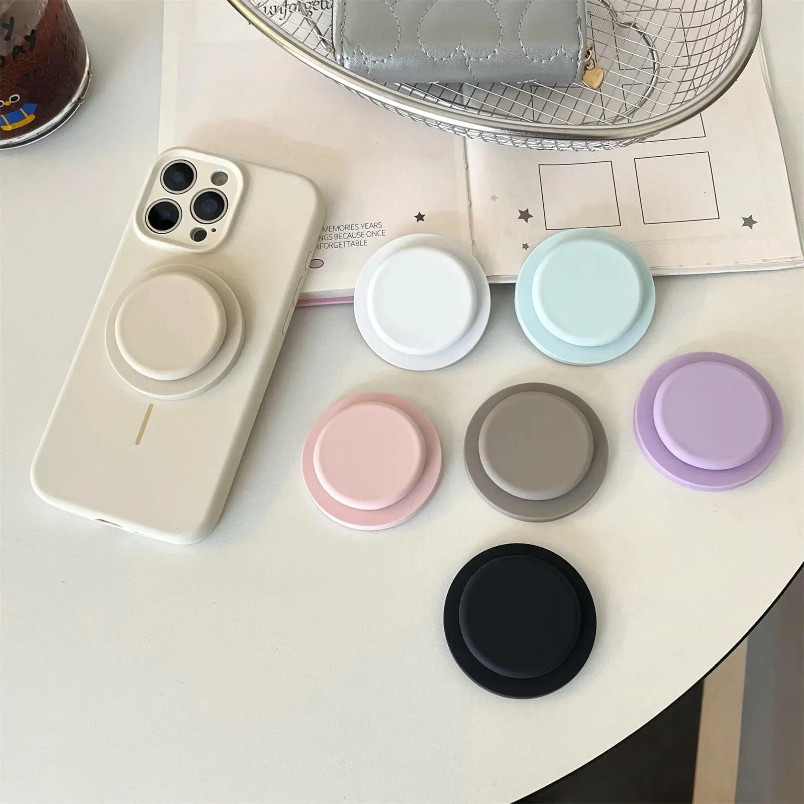 Korean Style Pure Color for MagSafe Magnetic Phone Grip Stand Holder Strong Adhesion Extendable Foldable Air Bag
