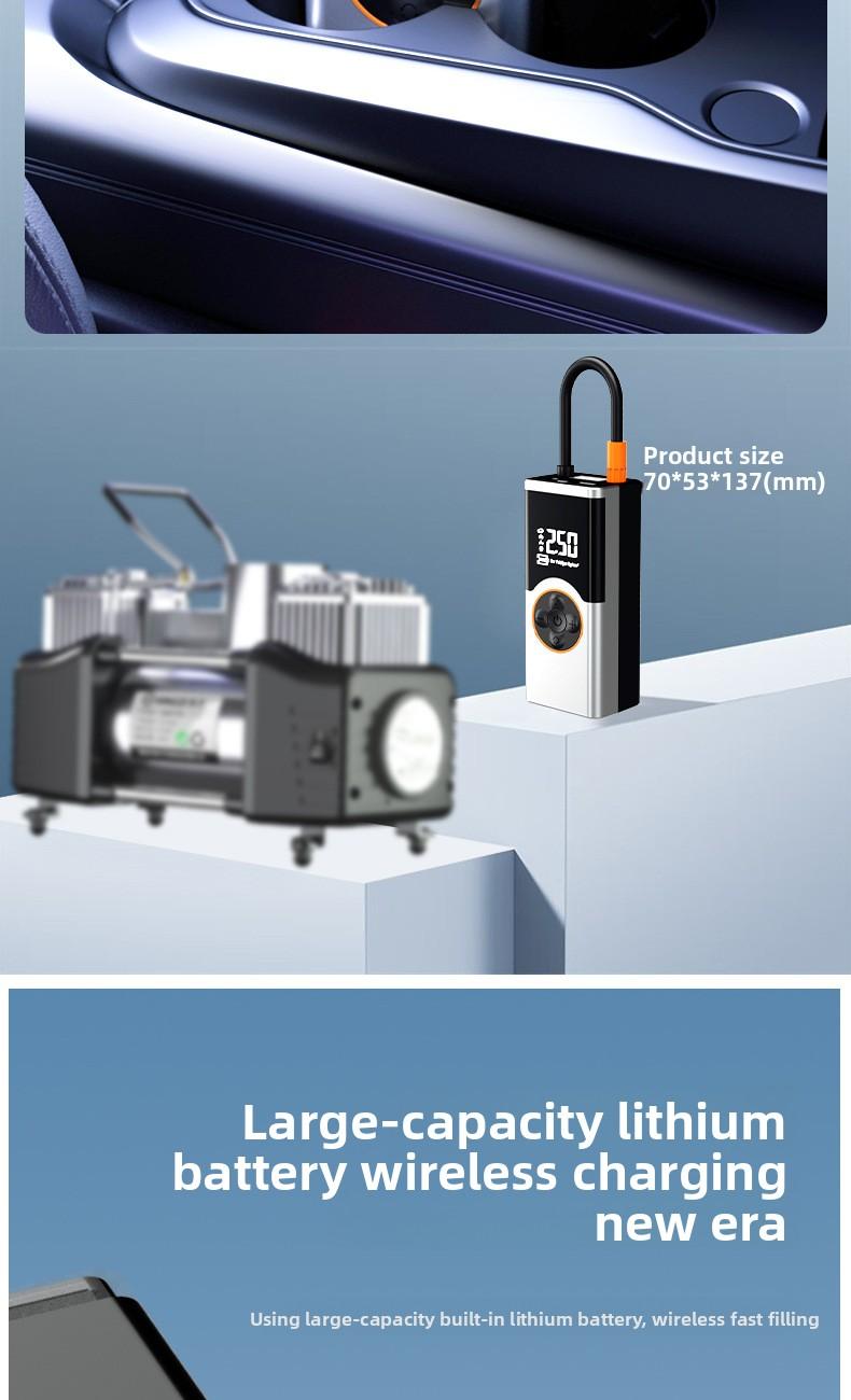 Wireless Portable Smart Electric Tire Inflator, Rechargeable Air Compressor Pump for Car, Off-Road Vehicle, Bicycle and Motorcycle