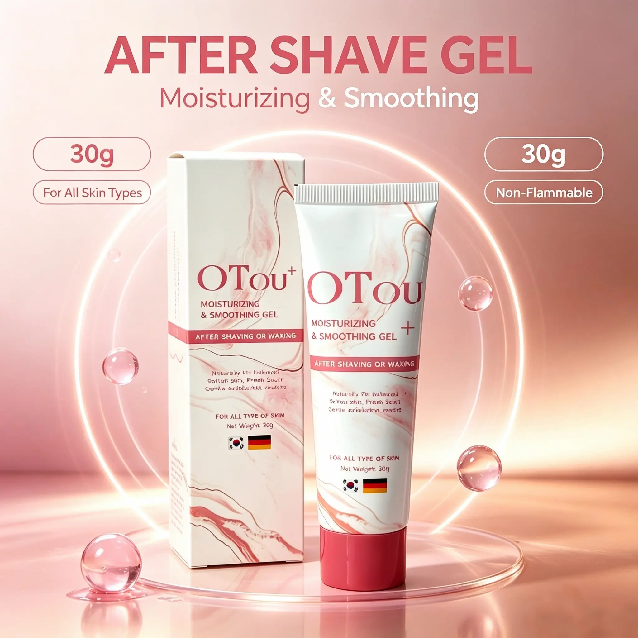 OTOU Moisturizing Smoothing After Shave & After Wax Gel, Post Hair Removal Skin Repair Gel for All Skin Types 30g