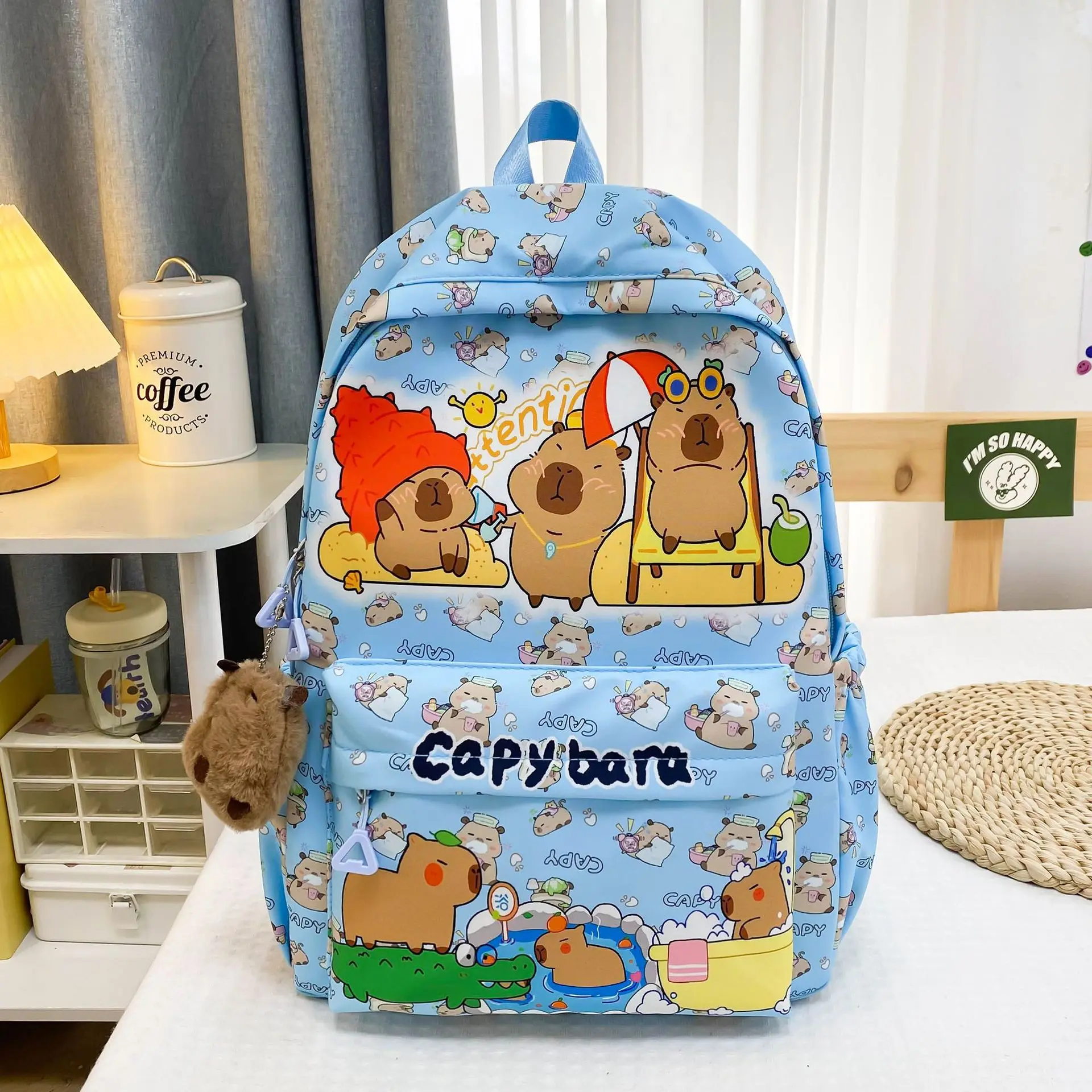 Capybara Animal Backpack for School - Modest Cow Hide Kindergarten Backpack, Lightweight Large-Capacity Bag for Girls' Leisure Travel