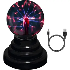 3 inch Plasma Ball Lamp Science Gift Touch & Sound Sensitive Plasma Globe Extra Large Lightning Ball Bedroom Decor Lamp Novelty Gift