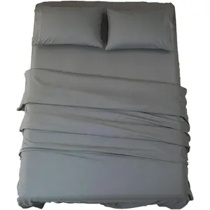 Bed Sheet Set Super Soft Microfiber 1800 Thread Count Luxury Egyptian Sheets 16-Inch Deep Pocket Wrinkle and Hypoallergenic-4 Piece(Queen Dark Grey)