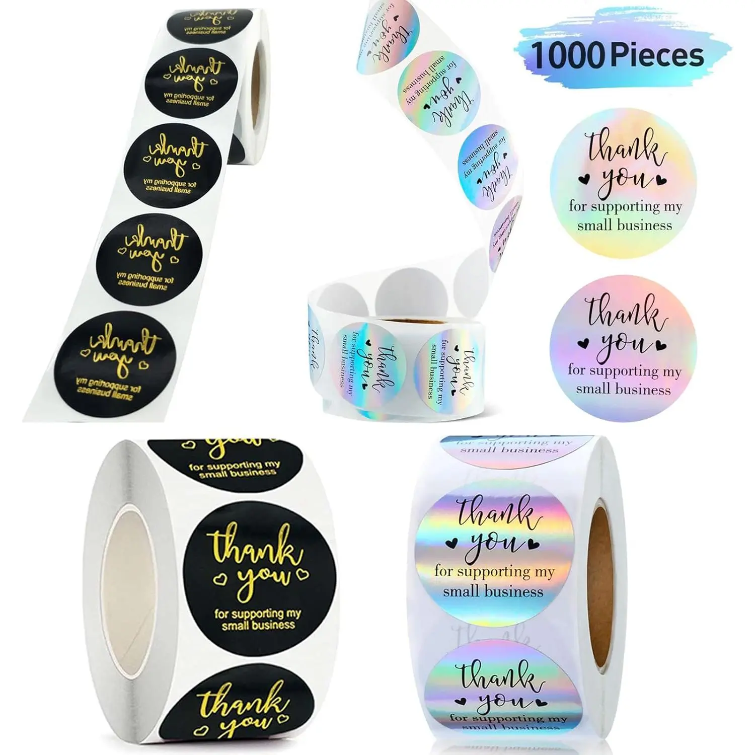 Thank You Stickers Rolls 1.5 Inch - 1000 count Personalized Thank You for Supporting My Small Business Stickers Labels for Baking Envelope Seals Custom Sticker Tags for Wedding Birthday Party  Wrap