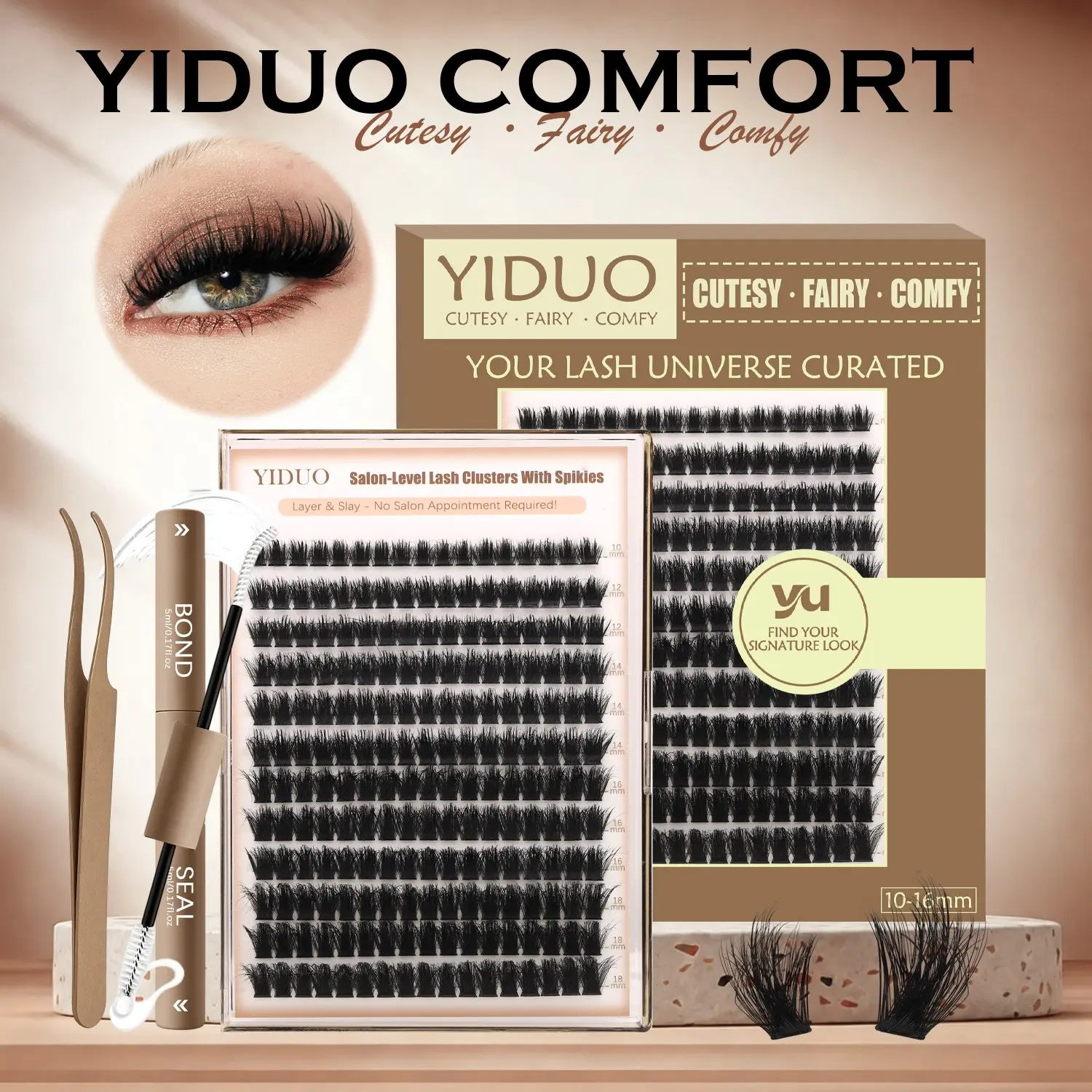 YIDUO Spiky Slay Manga Lash Clusters, Pre‑Spiked Wispy Cluster Eyelash Extensions, Fluffy Anime Fairy Individual Lashes, Reusable Faux Mink, D‑Curve 12‑18mm, 204 Pieces, Cosmetic Makeup