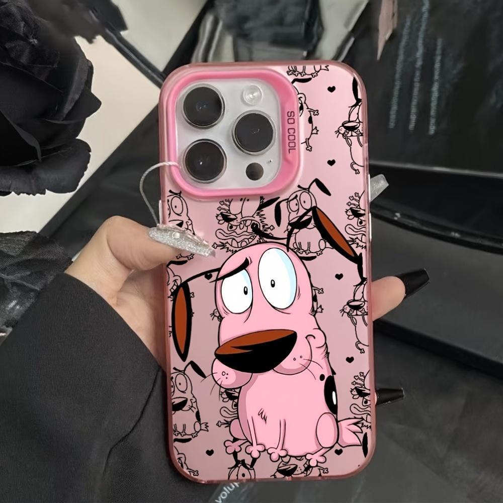 Cartoon Courage the Cowardly Dog phone case suitable for iPhone 17, 16, 15, 14, 13, 12, 11 Pro Max, X, XSMAX, 8, 7 Plus, anti-drop frosted back cover, a gift for friends, family, and yourself.