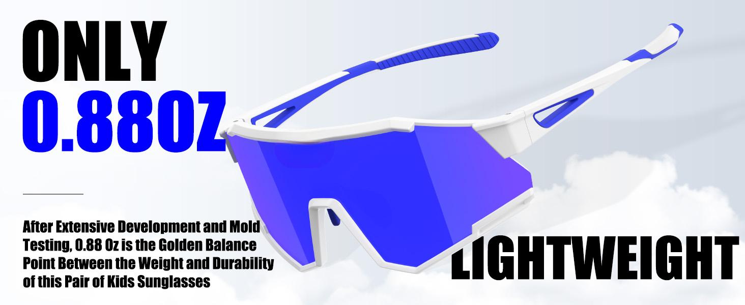 Polarized Kids Sunglasses, Youth Baseball Sunglasses Ultra-Light TR90 Frame UV400 Sports Cycling Glasses for Boys Girls