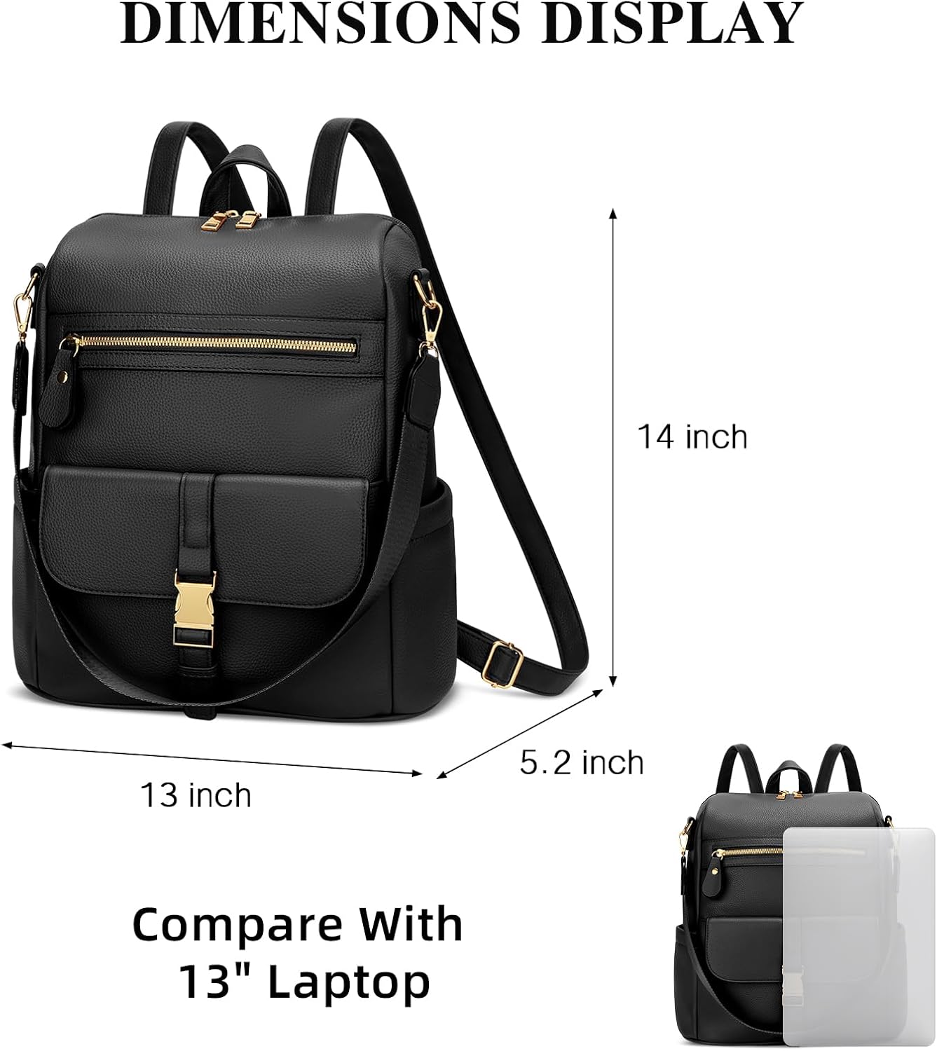 PU Leather Anti-Theft Backpack with Luggage Strap Water Bottle Pockets Tourer | Women main image 3