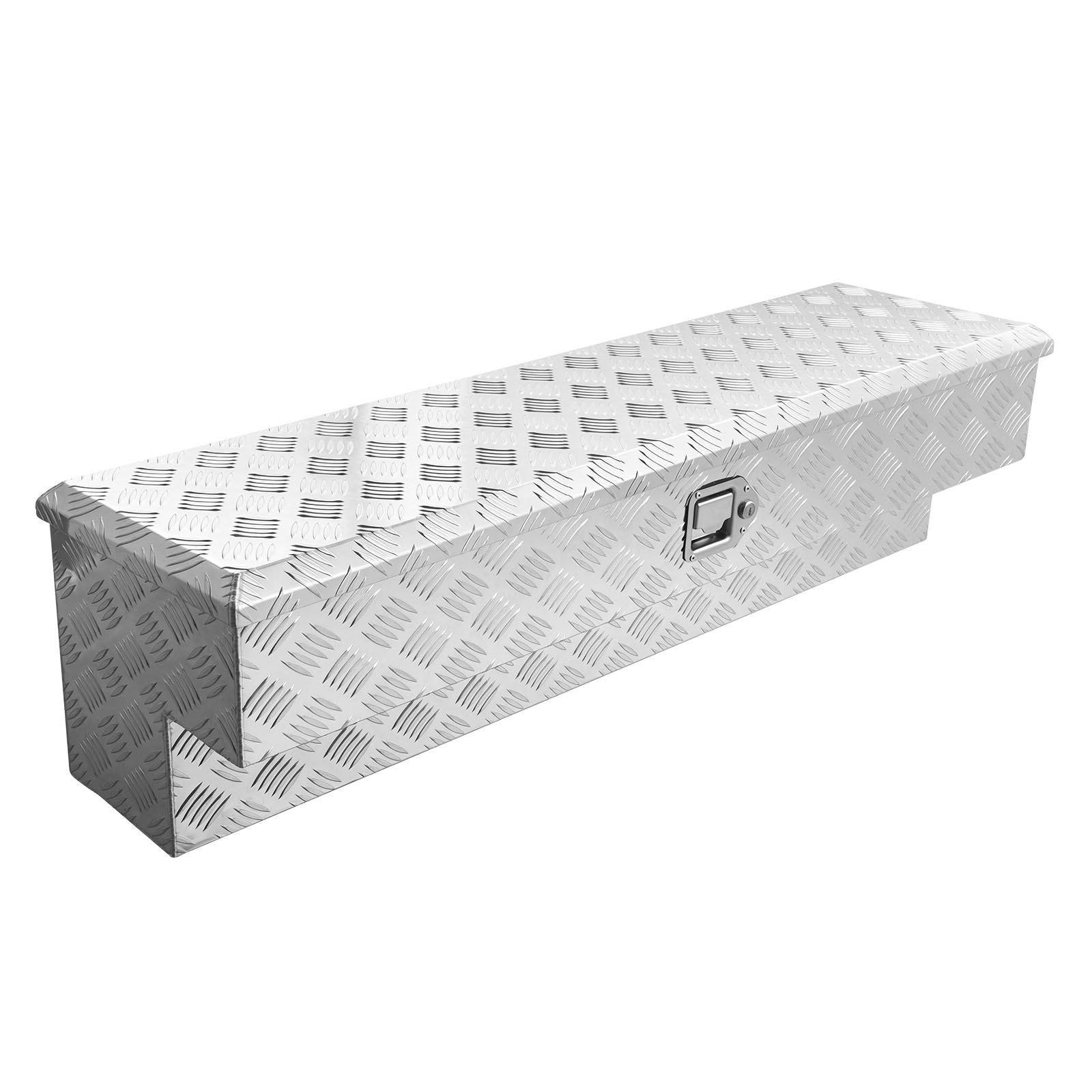 VEVOR Truck Bed Tool Box, Heavy Duty Aluminum Tool Box with Tread Patterns, Storage Toolbox Chest Organizer with Lock and Key, Ideal for Pickup, Truck Bed, RV, Trailer, 48 x 13.4 x 13 in, Silver