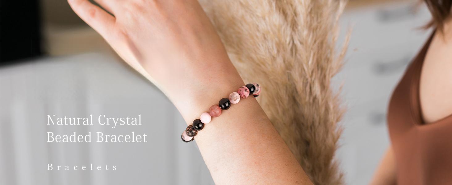 Healing Crystal Triple Protection Bracelet 8mm Crystal Beaded Bracelet for Women Men Natural Stones of Tiger Eye, Hematite, Black Obsidian Handmade Gemston