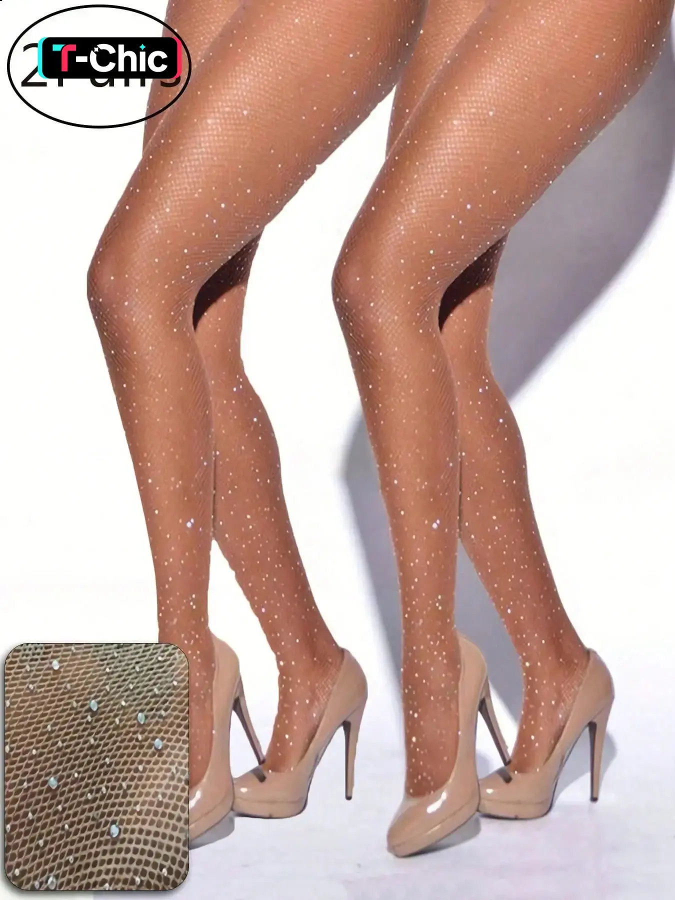 2 Pairs Plus Size Women's Diamond Mesh Stockings Underwear, High Elastic Fitted Glitter Leggings, Sexy Mid Waist, Gothic Style for Nightclub Parties, Radiant Legging