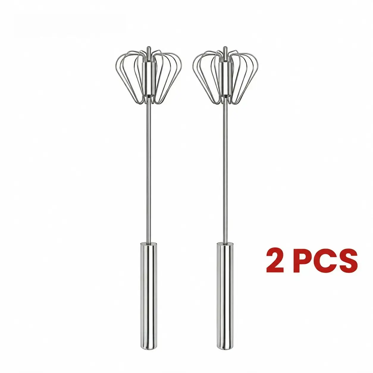 Stainless Steel Hand-Push Rotary Whisk Food-Grade Rust-Resistant Sturdy Riveted Construction Semi-Automatic Design Versatile for Cooking Blending Whisking Beating and Stirring Tasks Easy to Clean Kitchen Gadgets Egg Whisk