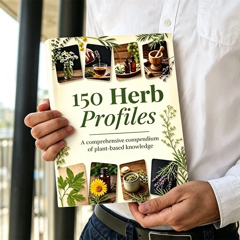 1-Piece 150 Herb Profiles Comprehensive Guide Book Natural Educational Style 150 Plants Like Chamomile & Ashwagandha + Benefits & Uses + Essential Oil Tips + Safety Notes for Herbal Enthusiasts / Natural Remedy Learners / Healthy Lifestyle Seekers