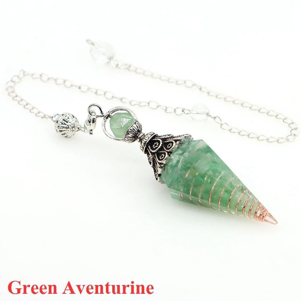 Natural Crystal Dowsing Pendulum Reiki Stone Chips Orgone Pendulums Hexagonal Pointed Reisin Spiritual Pendulo for Divination