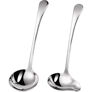 1-Piece Sauce Ladle and 1-Piece Gravy Ladle, 18/10 Stainless Steel, Dishwasher Safe(Silver)