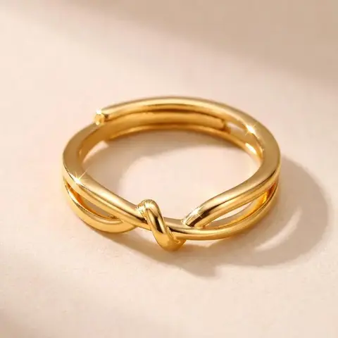 Women's Simple Plain Twist Adjustable Ring, Stainless Steel Jewelry For Party, Daily Clothing Decor For Girl, Elegant Fashion Rings, Elegant Casual Ring