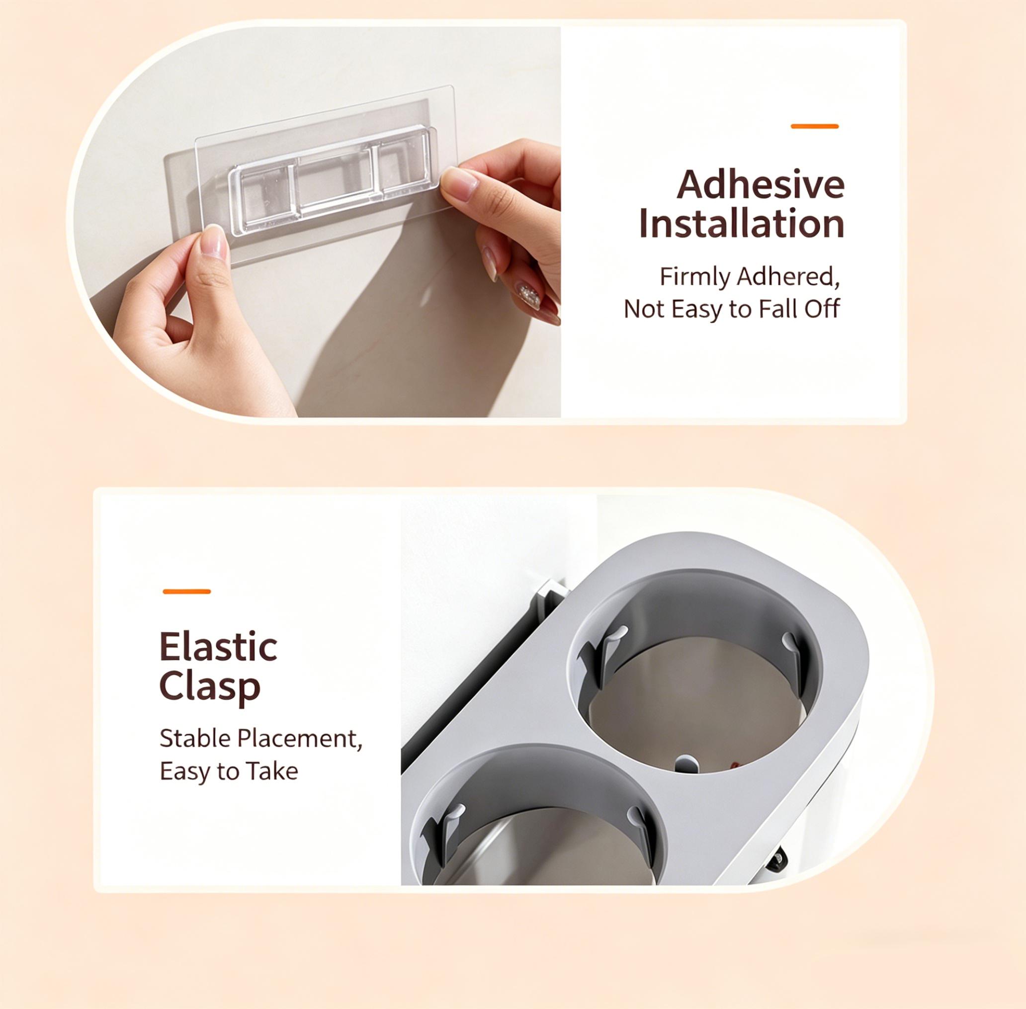 One-touch cup dispenser, automatic water dispenser, no-drill paper cup holder, dustproof kitchen storage rack, wall-mounted cup holder